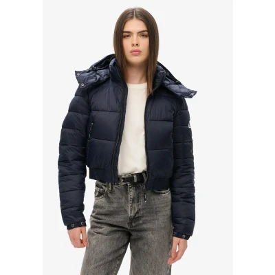 Afbeelding van Superdry CROP Hooded FUJI Winterjas, Dames, Maat: 40, Eclipse navy