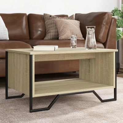 Afbeelding van Salontafel 75x51x40 cm bewerkt hout sonoma eikenkleurig