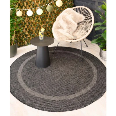 Afbeelding van Rond Buitenkleed Sunset Zwart 200 Cm