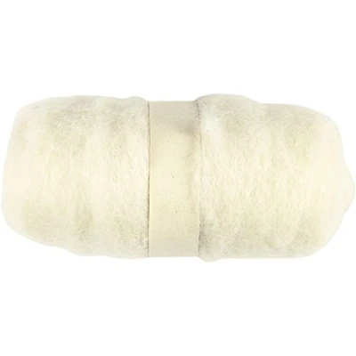 Afbeelding van Gekaarde wol, 100 gr, wit