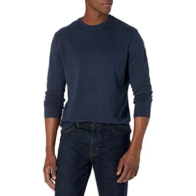Image de Amazon Essentials T Shirt à Manches Longues Coupe Ajustée Men&#039;s, Bleu Marine, L