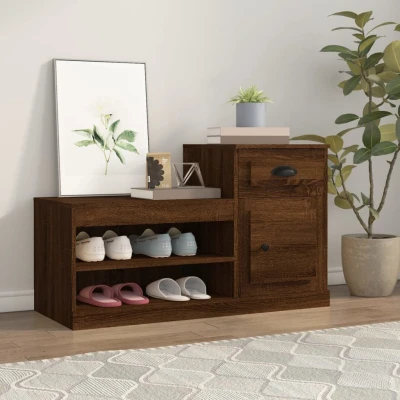 Afbeelding van Schoenenkast 100x42x60 cm bewerkt hout bruin eikenkleur