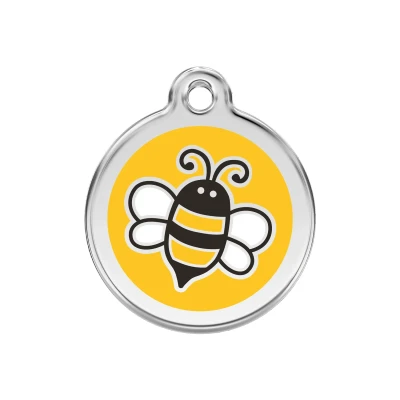 Afbeelding van Bumble Bee Yellow roestvrijstalen hondenpenning medium/gemiddeld dia. 3 cm RedDingo