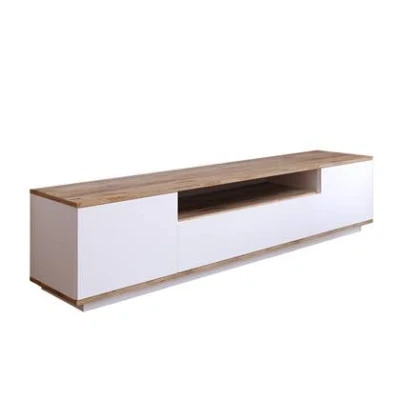 Afbeelding van tv meubel wit met hout eiken &amp; 180x44,6x44,5cm