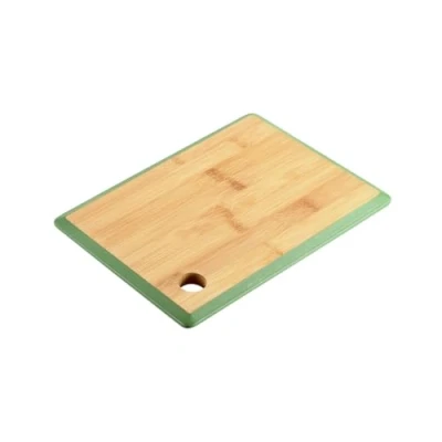 Afbeelding van Kesper Keuken voedsel bereiden snijplank 27 x 19 cm bamboe hout groene rand luxe versie