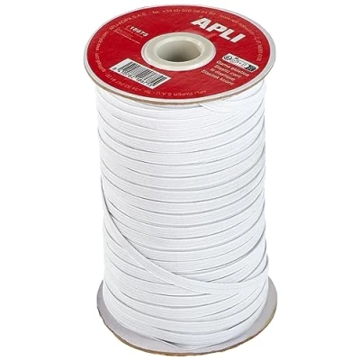 Afbeelding van APLI Platte elastische koordspoel 18675 5 mm x 100 m, kleur: wit, multifunctioneel (ideaal voor handmatig werk)