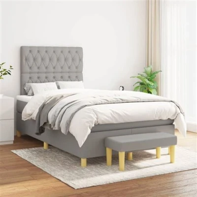 Image de vidaXL Sommier à lattes de lit avec matelas Gris clair 120x200cm Tissu