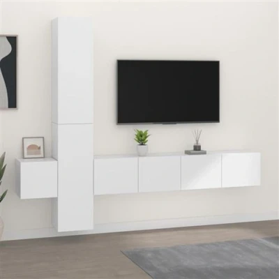 Afbeelding van vidaXL 5 delige Tv meubelset bewerkt hout wit