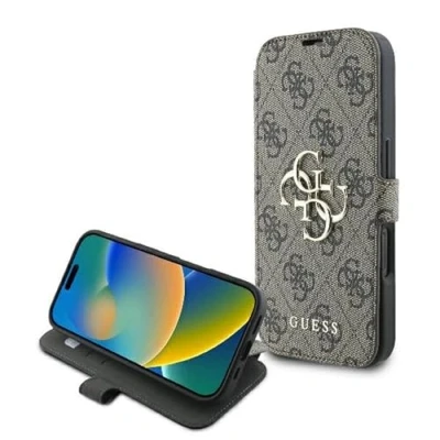 Afbeelding van Guess GUBKP16S4GMGBR iPhone 16 6.1&quot; bruin/bruin boek 4G metalen logo