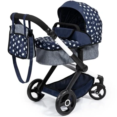 Afbeelding van Bayer Design 17015AA Combi Poppenwagen Xeo, tas, blauw, sterren