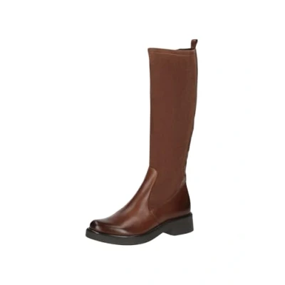 Afbeelding van CAPRICE Dameslaarzen met hak kniehoch ritssluiting, bruin (cognac comb), 40 EU