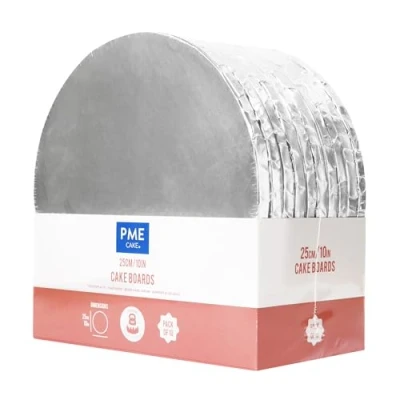 Afbeelding van PME 10 stuks ronde taartplanken met omwikkelde randen, zilver (25 cm)