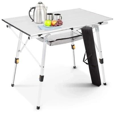 Afbeelding van AREBOS campingtafel 120 x 70 cm roltafel aluminium klaptafel outdoor zilver