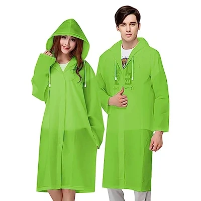 Afbeelding van Vicloon Set van 2 wegwerp regenponcho&#039;s, waterdichte poncho&#039;s, transparant, met capuchon, regenjas voor dames en heren, festival, outdooractiviteiten, Groen