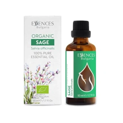 Afbeelding van Essences Bulgaria Biologische Salie Essentiële Olie 50 ml Salvia officinalis 100% zuiver en natuurlijk onverdund therapeutische kwaliteit familieboerderij stoomgedestilleerd niet GMO