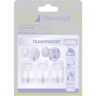 Afbeelding van tesa Powerstrips Small Kleefhaak 3 stuks Wit, RVS Inhoud: stuk(s)