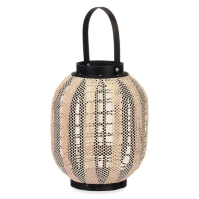 Afbeelding van Kaarshouder Lykta Met handvat Beige Hout Stof 27 x 32 cm (2 Stuks)