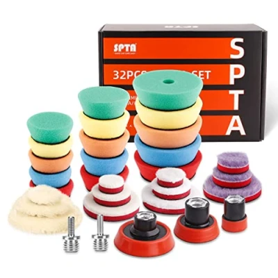 Afbeelding van SPTA Polijstsponzen, 32 stuks, 25 mm, 50 mm en 80 polijstset, polijstspons, set voor auto, polijstmachine polijstmachine, XBP123M14