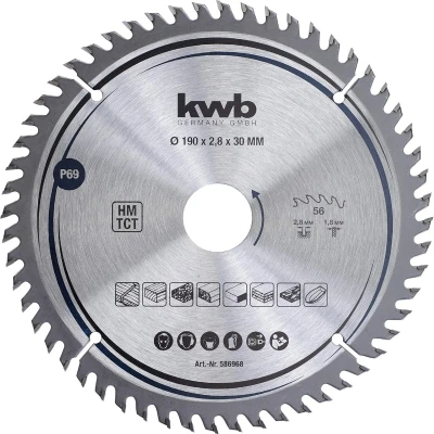 Afbeelding van kwb cirkelzaagblad 190 x 30 mm, zeer fijne snede, zaagblad geschikt voor werkbladen, hout en gecoate panelen