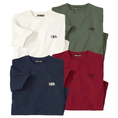 Afbeelding van ATLAS FOR MEN Set van 4 T shirts voor heren korte mouwen verkrijgbaar in grote maten M tot 5XL, kaki, rood, ecru, nachtblauw