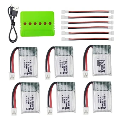 Afbeelding van ZYGY 6 stuks 3,7 V 220 mAh Li batterij en 1 stuk in balanslader voor E010 E010C E011 E011C E013 GoolRC T36 NINHUI NH010 F36 H36 HS210 SANROCK GD65A ATOYX AT 66 x drone