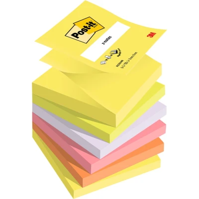 Afbeelding van Post it Z notes, 100 vel, ft 76 x mm, neonkleuren, pak van 6 stuks