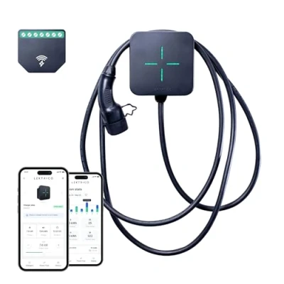 Afbeelding van LEKTRI·CO Oplader voor EV 1P7K laadstation 7,4 kW hybride, fotovoltaïsche compatibel, eenfasig 230 V, stroom 6 A 32 5 m oplaadkabel wifi verbinding