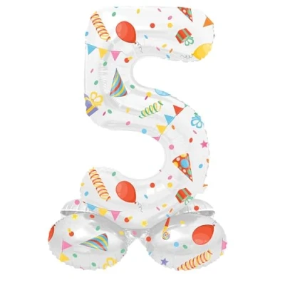 Afbeelding van Folat Staande folieballon Cijfer 5 Joyful Party 72 cm