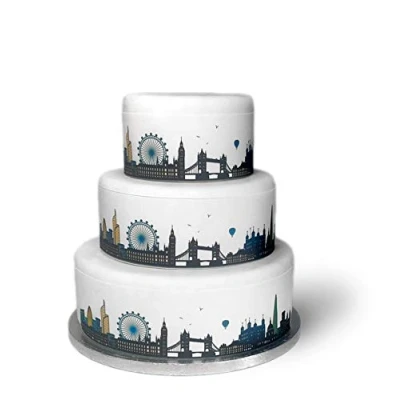 Afbeelding van Top That Eetbaar decoratieblad Londen skyline rand perfect voor het versieren van grote taarten eenvoudig te gebruiken