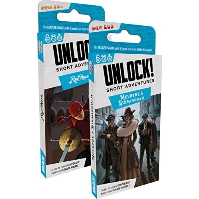 Afbeelding van Asmodee Space Cowboys Unlock! Short Adventure: Res Mask + Moord in Birmingham Bordspellen kaarten Escape Game Volwassenen en kinderen vanaf 10 jaar Franse versie