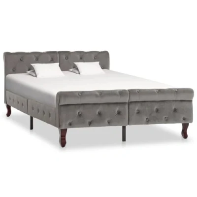Afbeelding van Bedframe fluweel grijs 120x200 cm