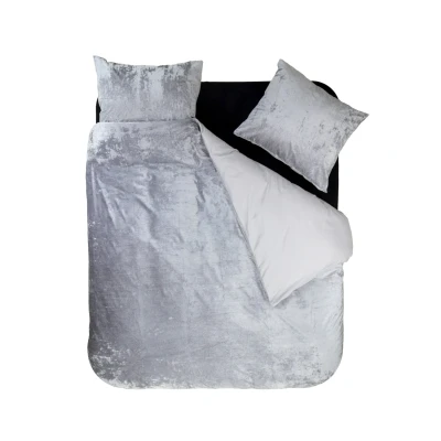 Afbeelding van Dekbedovertrek Lits Jumeaux 240x200 Sleeptime Velvet Grijs Inclusief Kussenslopen