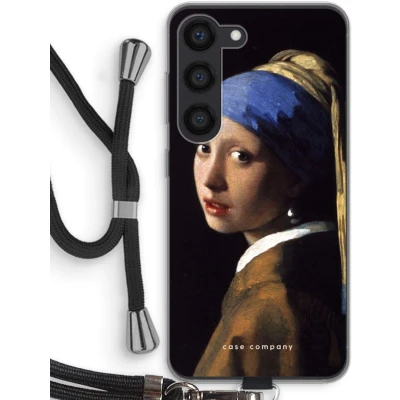 Afbeelding van hoesje met Koord geschikt voor Samsung Galaxy S23 The Pearl Earring Telefoonhoesje Zwart Bescherming aan alle Kanten en Over de Schermrand