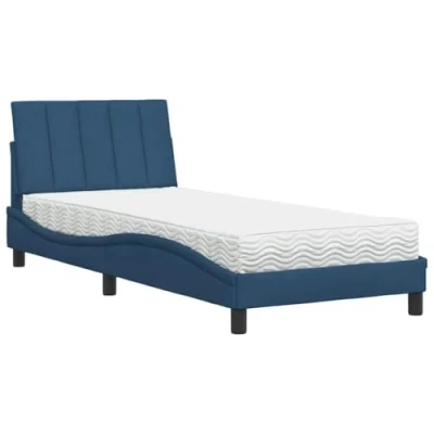 Afbeelding van vidaXL Bed met matras stof blauw 90x200 cm