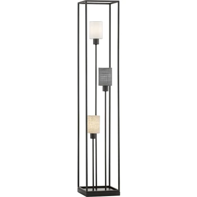 Afbeelding van Fischer &amp; Honsel Vloerlamp Isko 3x E14 max. 10 W (zonder verlichtingsmiddel) Zwarte Zandgrond met Linnen Bekleding