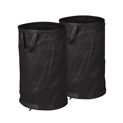 Afbeelding van tuinzak pop up set van 2 120 l 3 handgrepen uv bestendig waterdicht onrkuid zwart