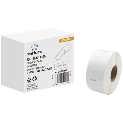 Afbeelding van Renkforce Rol met etiketten Compatibel vervangt DYMO 11355 51 x 19 mm Papier Wit 500 stuk(s) Permanent hechtend Universele RF 6027854