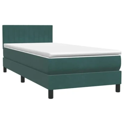 Afbeelding van vidaXL Boxspring met matras fluweel donkergroen 80x220 cm