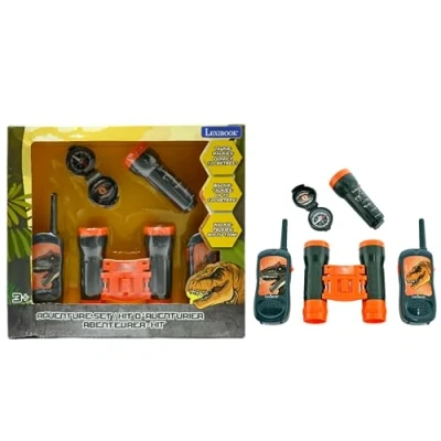 Image de Lexibook, Dinosauro, Set da Avventuriero per Bambini, Walkie Talkie 120m, Binocolo, Bussola, Torcia, Grigio/arancione, RPTW12DINO