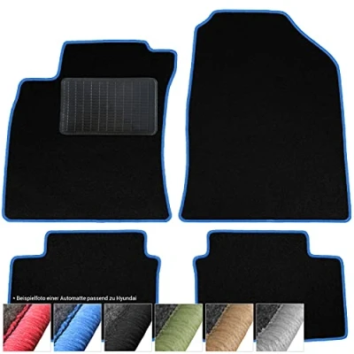 Afbeelding van moto MOLTICO Set van 4 zwarte fluwelen automatten voor Hyundai Getz vanaf 2002 (blauw)