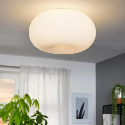 Afbeelding van EGLO Optica Plafondlamp Ø35 cm Nikkel Mat Wit