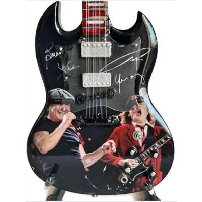 Afbeelding van Mini gitaar Angus Young ACDC 25cm Miniature Guitar Collectables decoratie Gift Kado miniatuur instrument Cadeau verjaardag