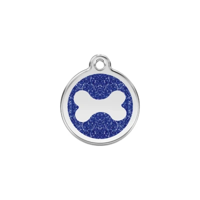 Afbeelding van Bone Navy glitter hondenpenning small/klein dia. 2 cm RedDingo