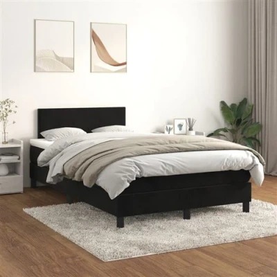 Afbeelding van vidaXL Boxspring met matras fluweel zwart 120x200 cm