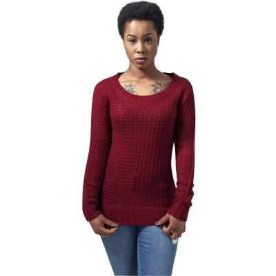 Afbeelding van Urban Classics Ladies LONG Wideneck Sweater Trui, Dames, Maat: Medium, Burgundy