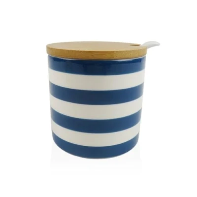 Afbeelding van Suikerpot Versa Blauw Keramisch Dolomite 8 x cm Strepen Cirkelvormig