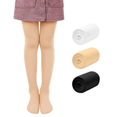 Afbeelding van Libella Set van 2 of 3 danspanty&#039;s voor meisjes met voeten, ondoorzichtig, microvezel, wit, huid, zwart, meerkleurig, maat 86 170, paar (wit + zwart huid)