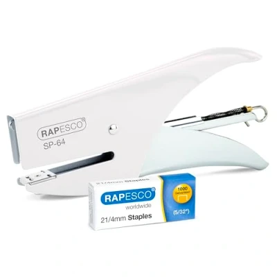 Afbeelding van Rapesco 1381 SP 64 nietjes en 1000 type 21/4 mm, capaciteit van 12 vellen, wit