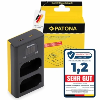 Afbeelding van PATONA Dual LCD USB lader voor DMW BLK22 accu compatibel met Panasonic DC S5 G9 GH5 GH5S
