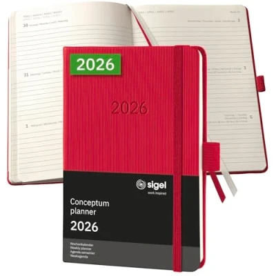 Afbeelding van SIGEL C2665 Wochenkalender Conceptum 2026, ca. A6, , rot: Agenda Conceptum, Classic, Hardcover